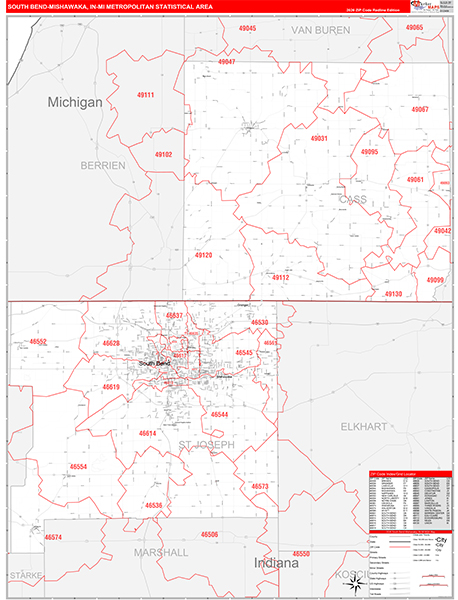 South Bend-Mishawaka Metro Area Wall Map